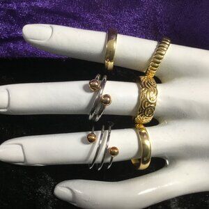 Vintage to New Band Ring Bundle (6 Rings) | Stainless Steel, Gold Tone & Bronze